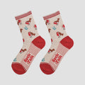 Bamboo Socks - Cream/Red, Christmas Robin (UK 3-7)