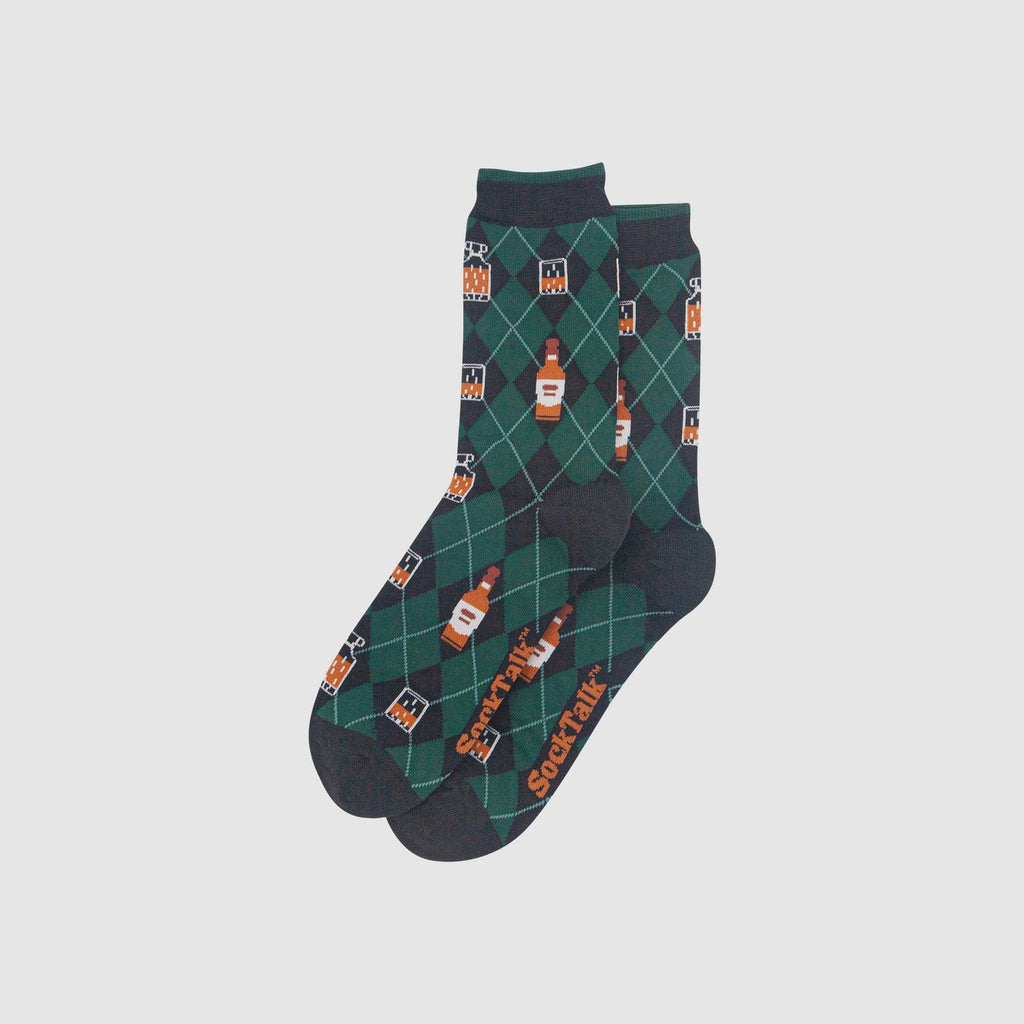 Whisky Argyle Bamboo Socks in Black/Green (UK 7-11)