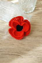 Crochet Hug - Handmade Crochet Red Poppy Brooch
