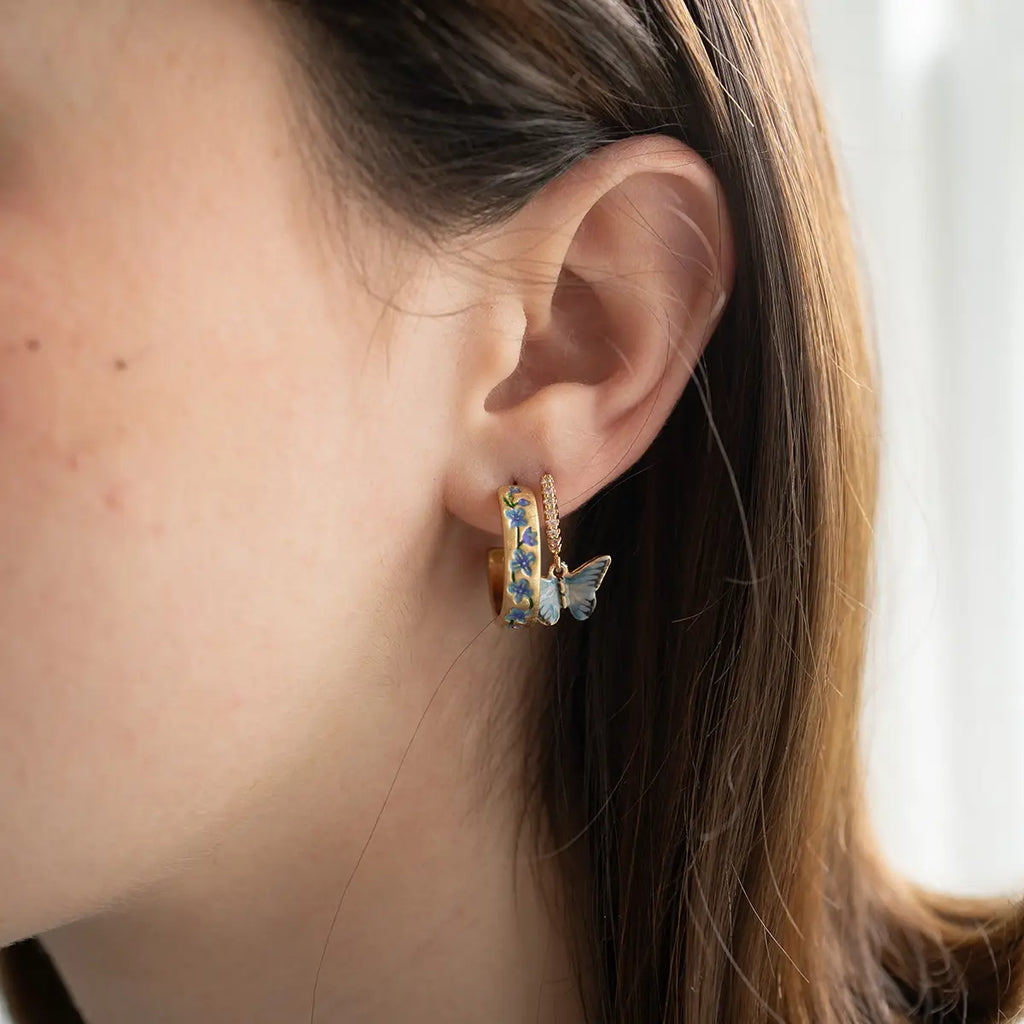 Fable Blue Forget-Me-Not Hoop Earrings