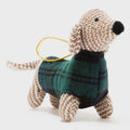 Sausage Dog in Tartan Jumper Hanging Decoration, Plaid