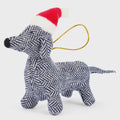 Tweed Sausage Dog Christmas Decoration, Dachshund Decor