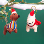 Sausage Dog Christmas Decoration, Knitted Dachshund Decor