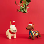Sausage Dog Christmas Decoration, Knitted Dachshund Decor