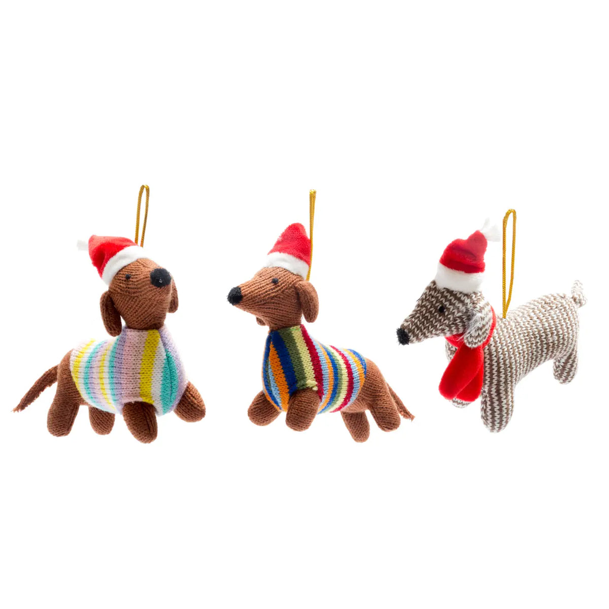 Sausage Dog Christmas Decoration, Knitted Dachshund Decor