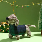 Sausage Dog in Tartan Jumper Hanging Decoration, Plaid