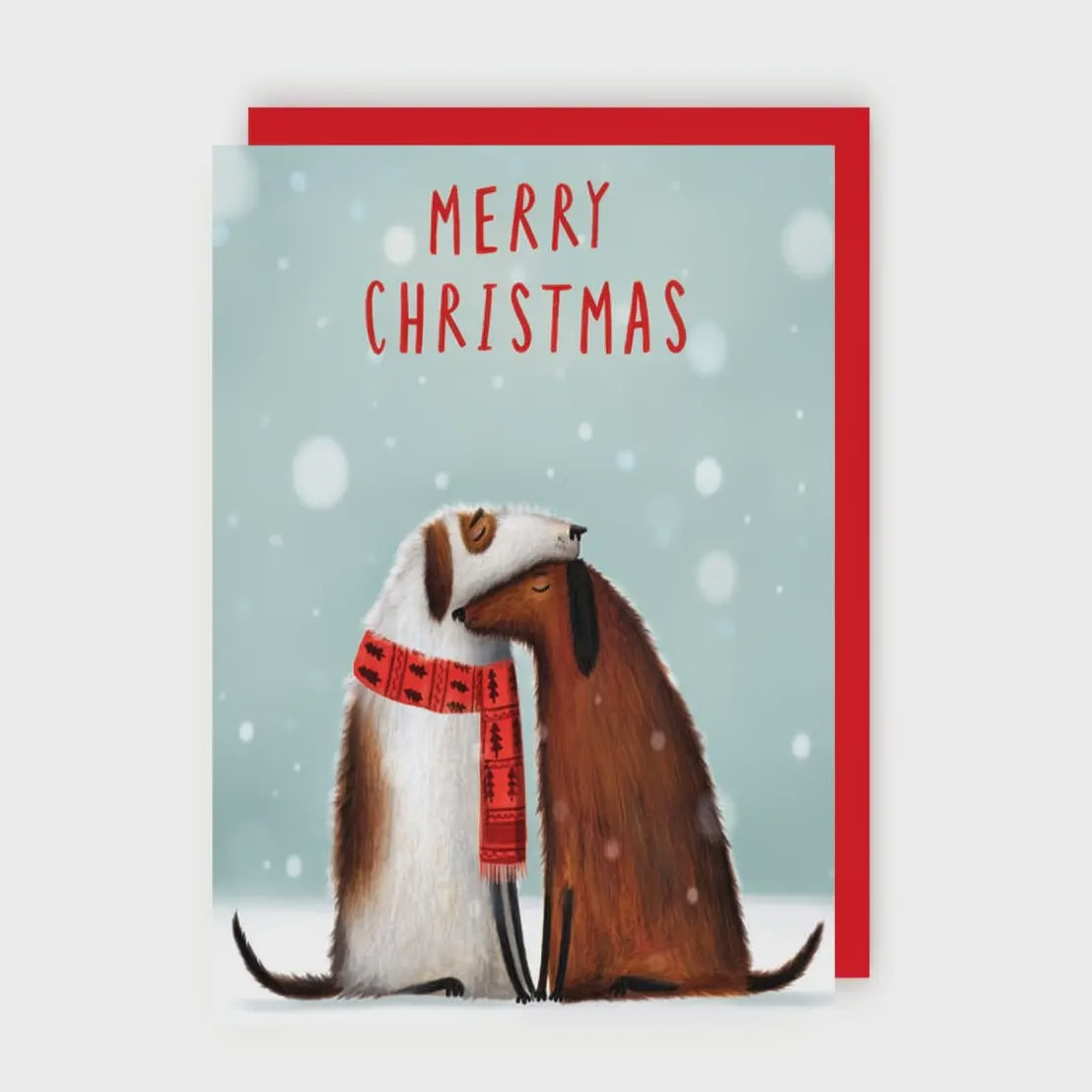 Christmas Dogs in Snow Card | Dogs Hugging Christmas Card