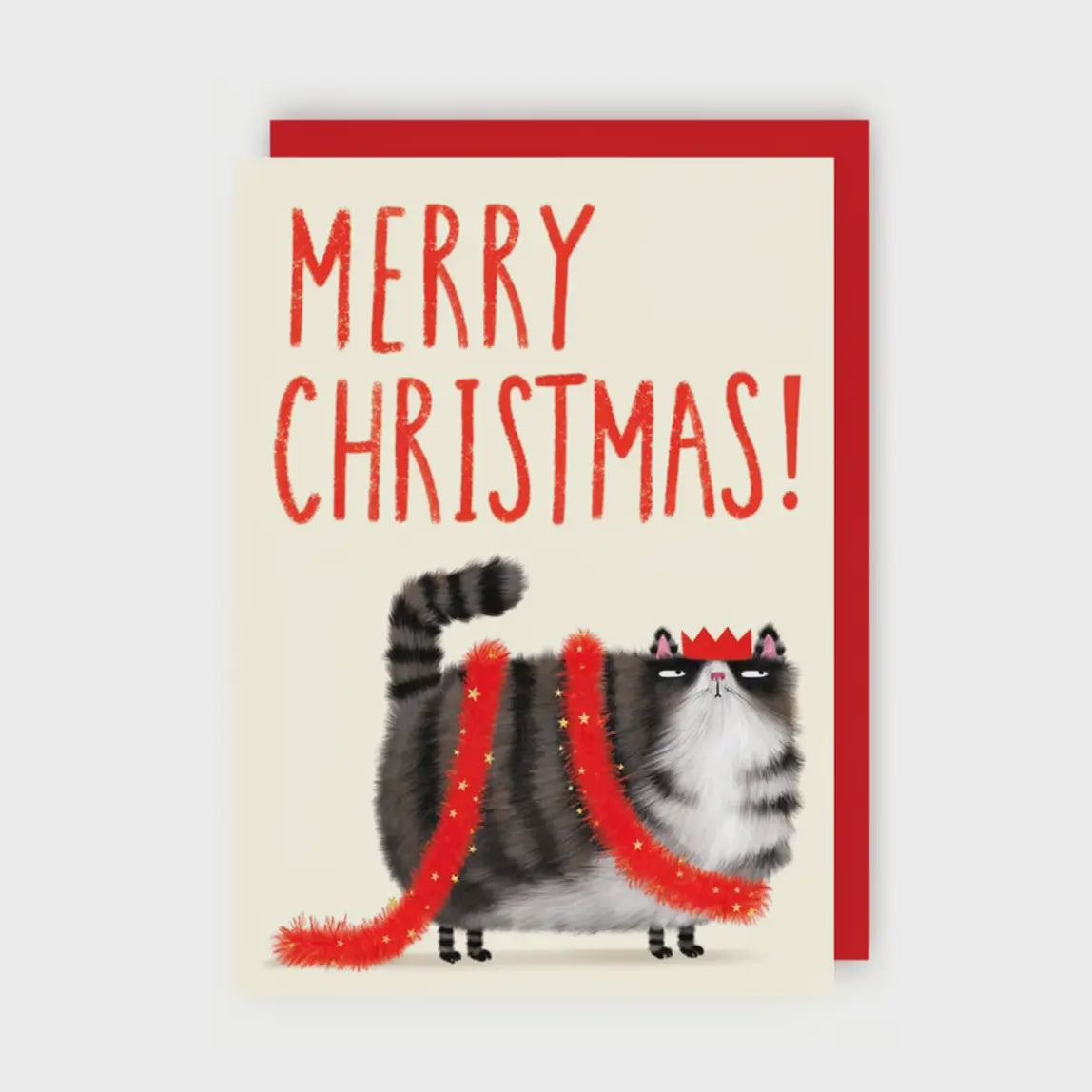 Grumpy Cat Christmas Card | Funny Cat Tinsel Christmas Card