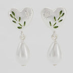 Fable Niva Mistletoe Pear Earrings in Silver