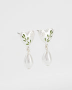 Fable Niva Mistletoe Pear Earrings in Silver