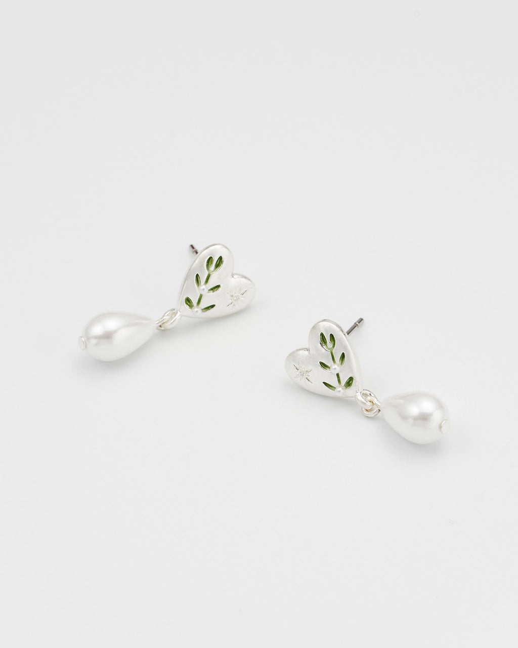 Fable Niva Mistletoe Pear Earrings in Silver