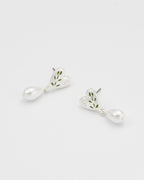 Fable Niva Mistletoe Pear Earrings in Silver