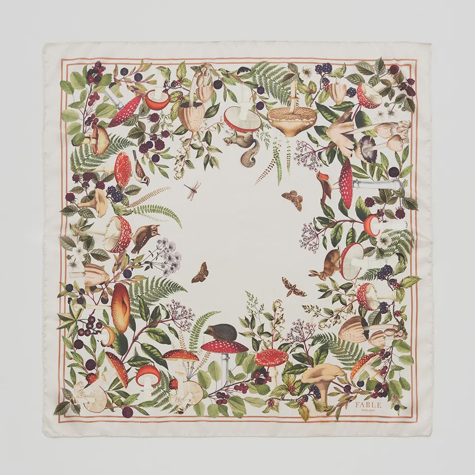 Fable Orla Mushroom Small Square Scarf in Ivory