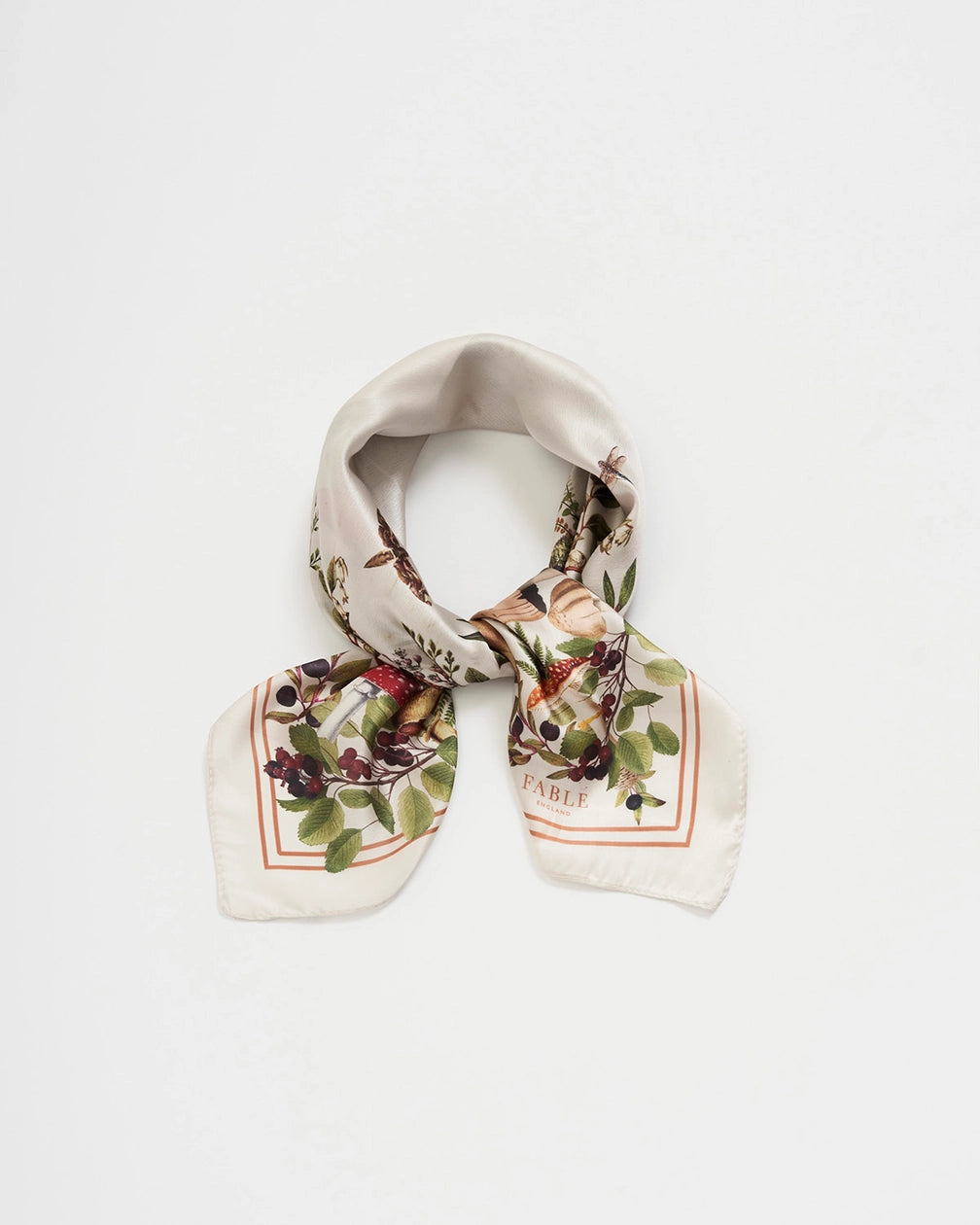 Fable Orla Mushroom Small Square Scarf in Ivory