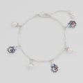 Fable Pansy Pearl Multi Silver Charm Bracelet