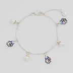 Fable Pansy Pearl Multi Silver Charm Bracelet