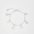 Fable Pansy Pearl Multi Silver Charm Bracelet