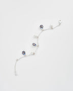 Fable Pansy Pearl Multi Silver Charm Bracelet