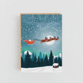 Christmas Santa  Moonscape, Mountains Portrait Greeting Card