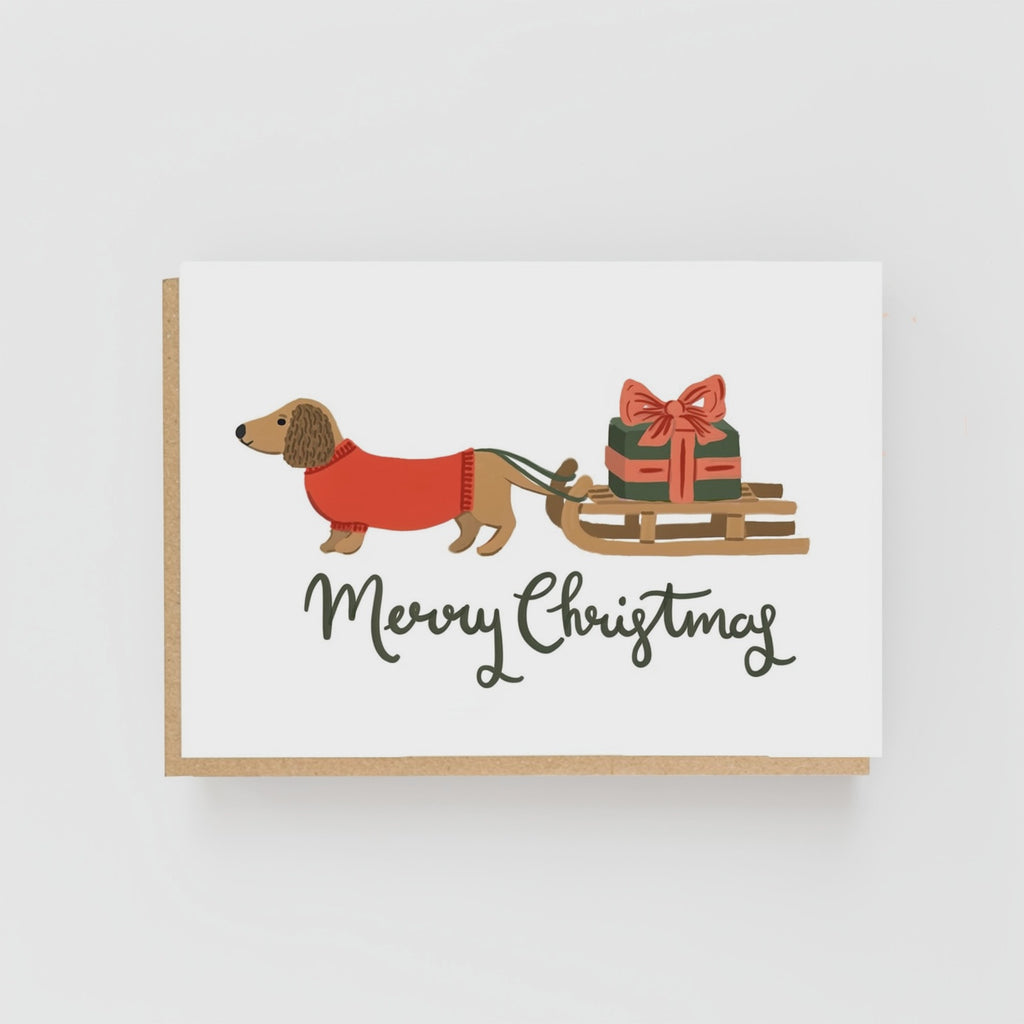 Dog & Sledge - Merry Christmas Card