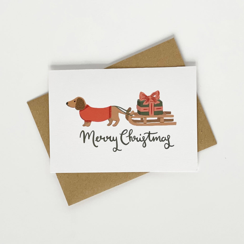 Dog & Sledge - Merry Christmas Card