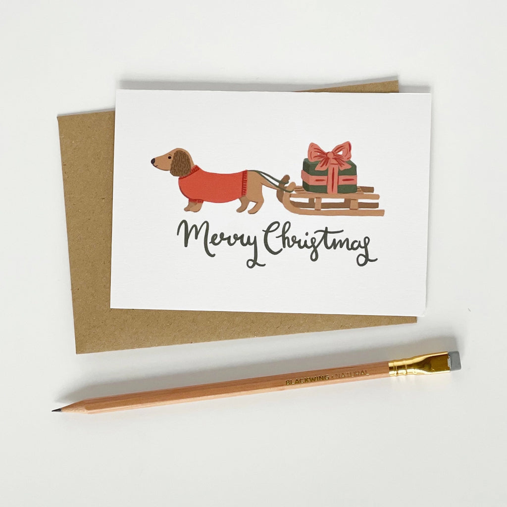 Dog & Sledge - Merry Christmas Card
