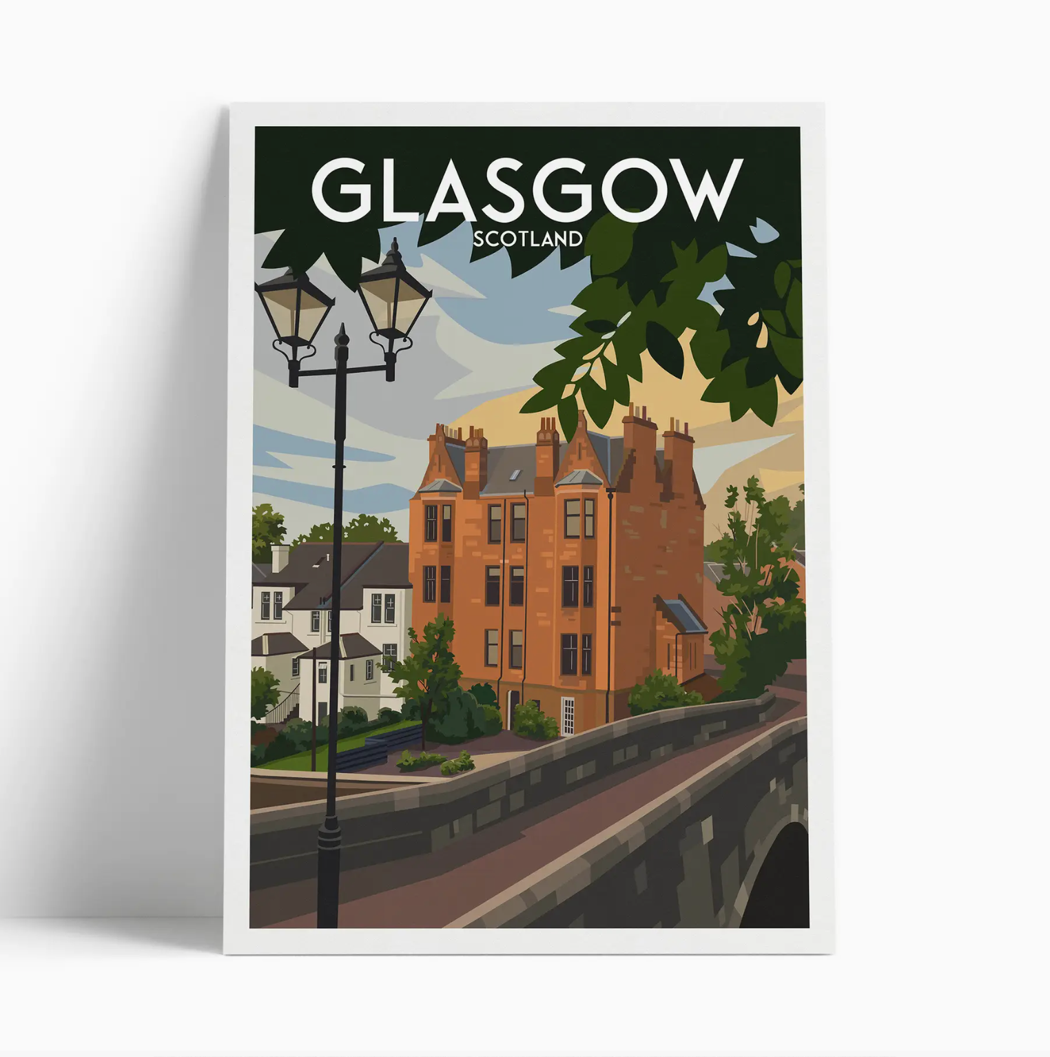 Illustrated print of Glasgow - A4 Size