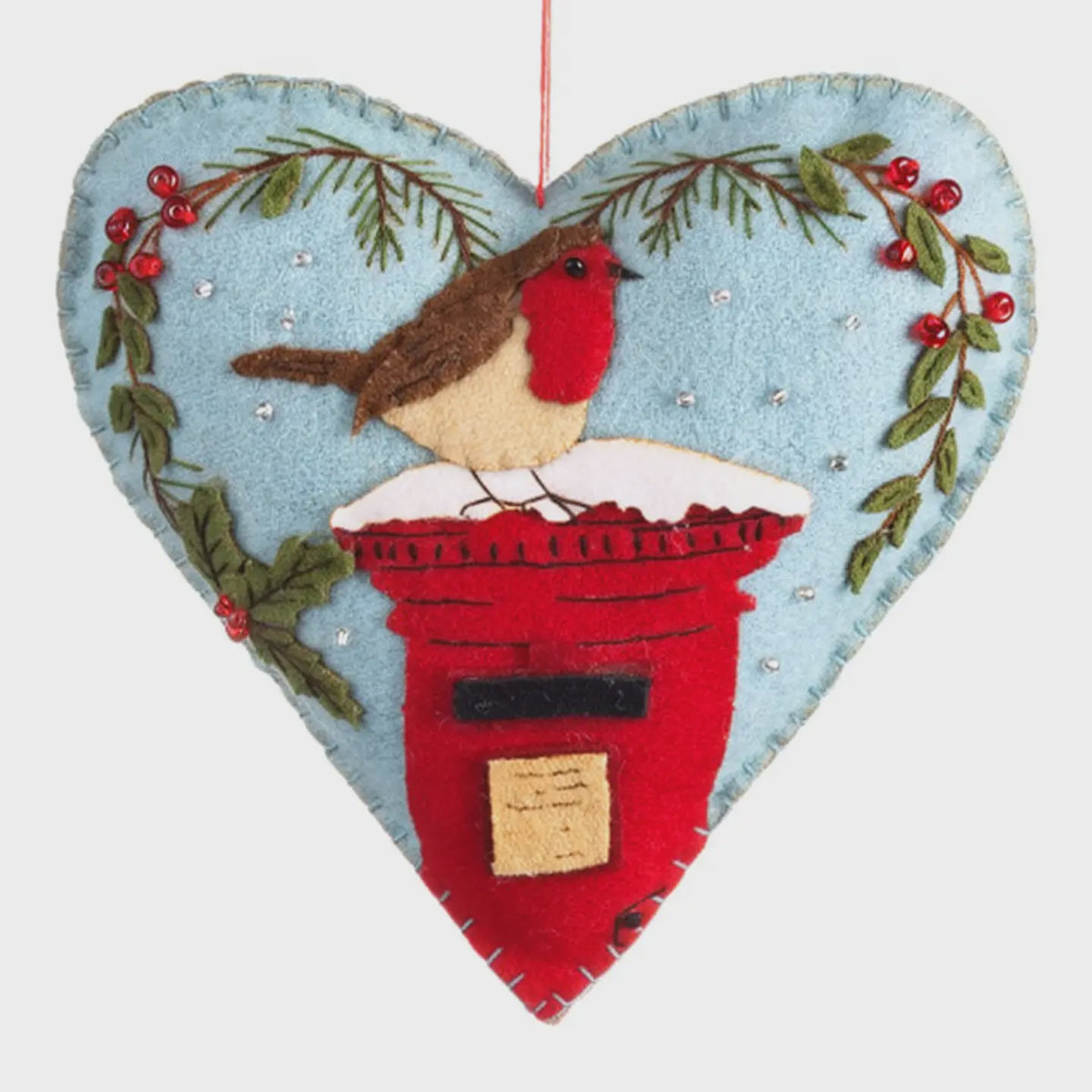 Robin On Postbox Heart Hanging