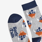 Bamboo Socks - Grey/Navy Blue, Highland Cow Tartan Hat (UK 7-11)