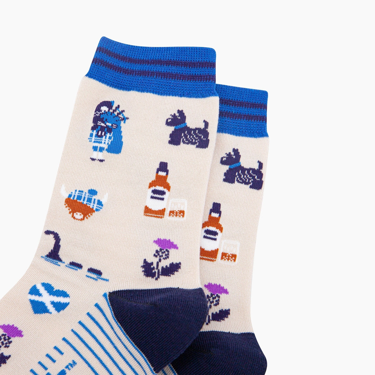 Scotland Landmarks Bamboo Socks in Cream (UK 3-7)