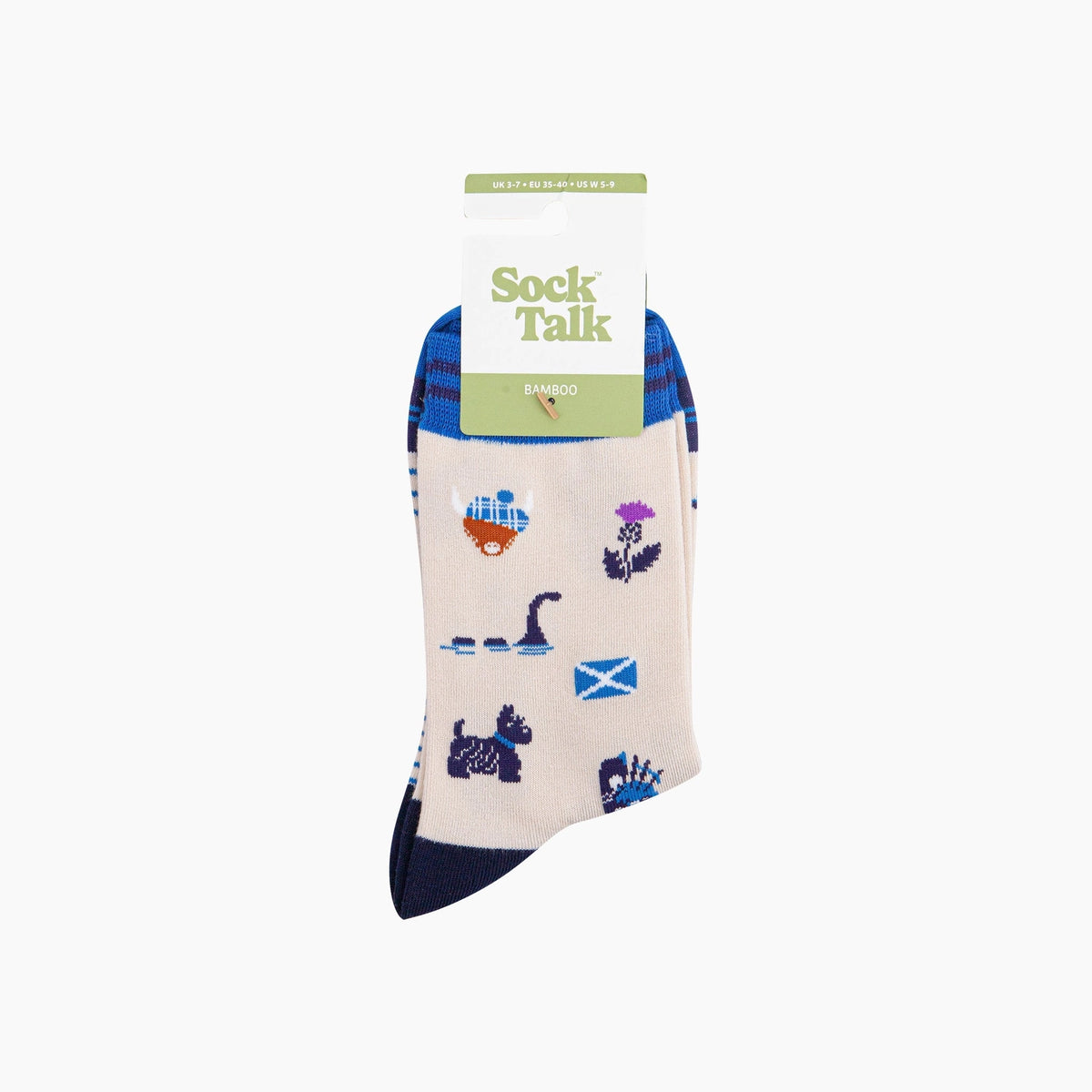 Scotland Landmarks Bamboo Socks in Cream (UK 3-7)