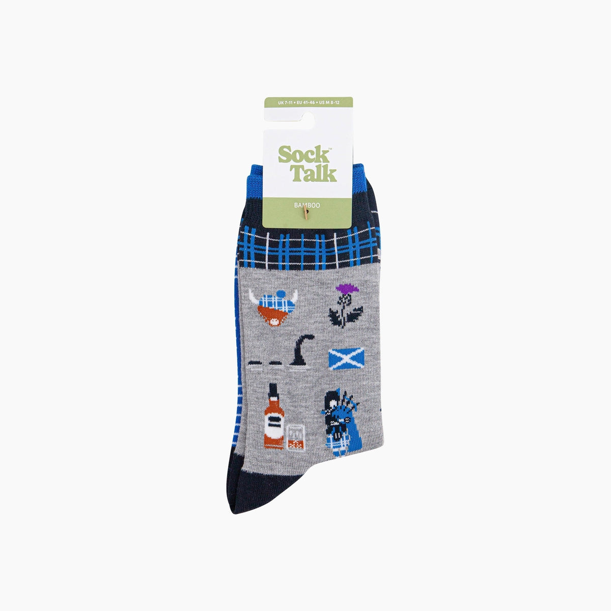 Scotland Landmarks Bamboo Socks in Light Grey (UK7-11)
