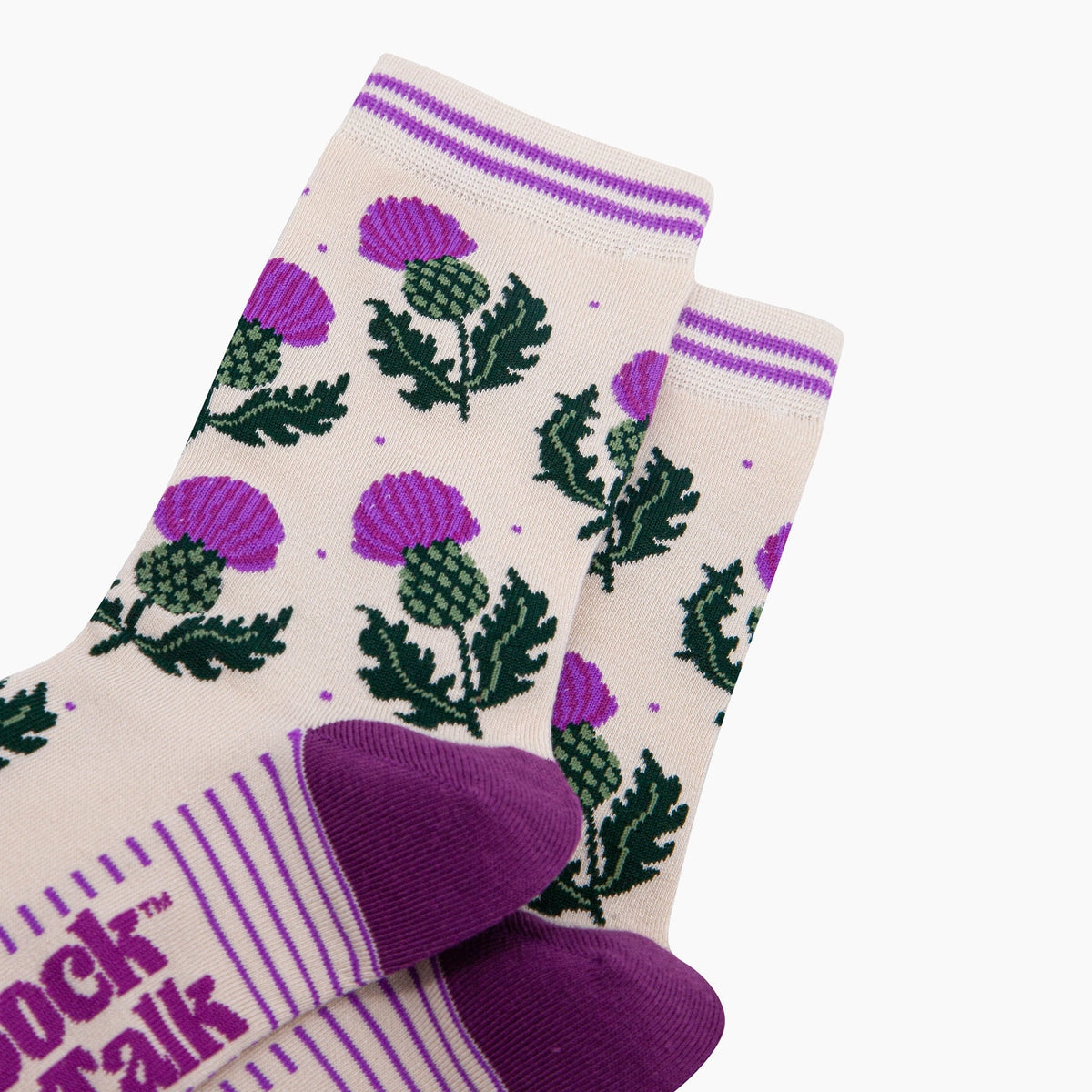 Scottish Thistles Bamboo Socks in Cream (UK3-7)
