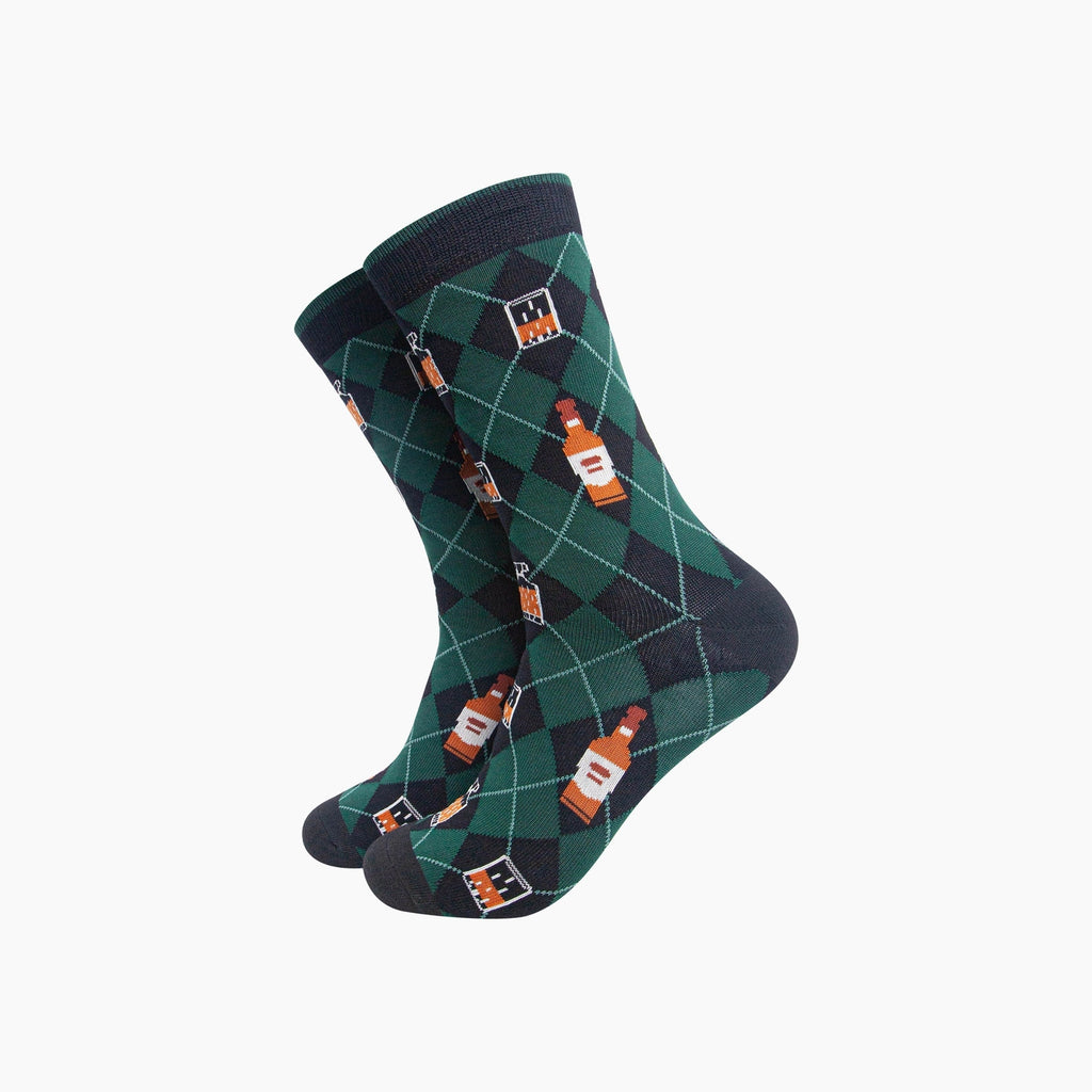 Whisky Argyle Bamboo Socks in Black/Green (UK 7-11)