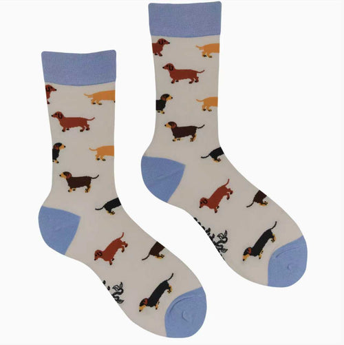 Dachshund Bamboo Socks - Dasch Stash-Cream/ S