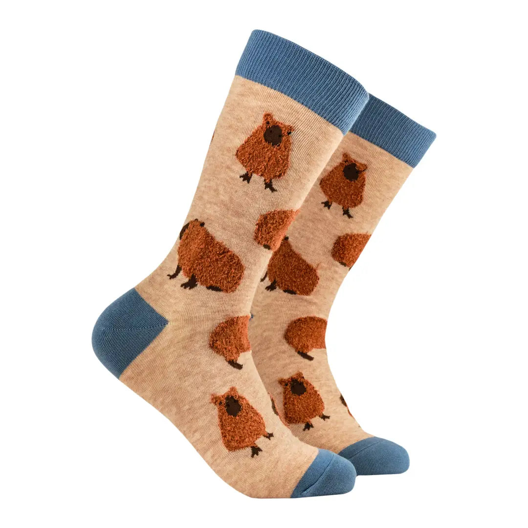 Fluffy Capybara Socks-OATMEAL / S