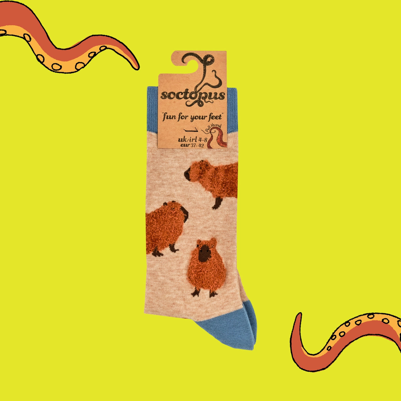 Fluffy Capybara Socks-OATMEAL / S