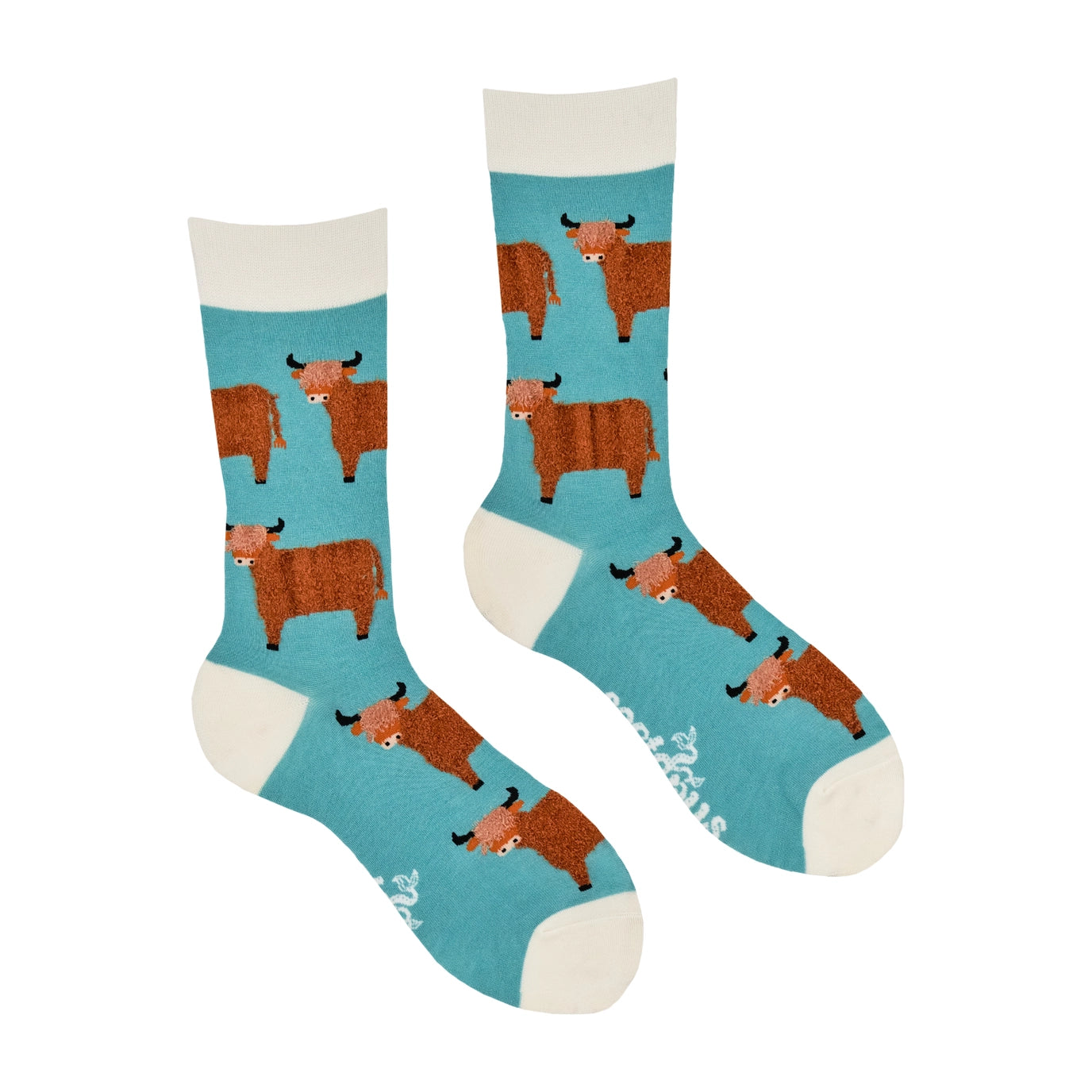 Fluffy Wee Hairy Coo Socks-Duck Egg/ S