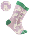 Fluffy White Cats Socks-Lilac/ S