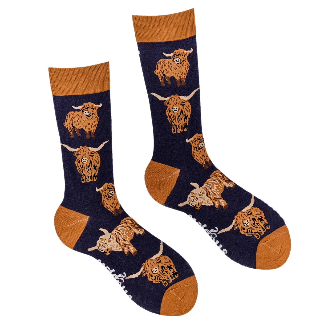 Highland Cow Socks-Och Aye the Moo!Dark Blue
