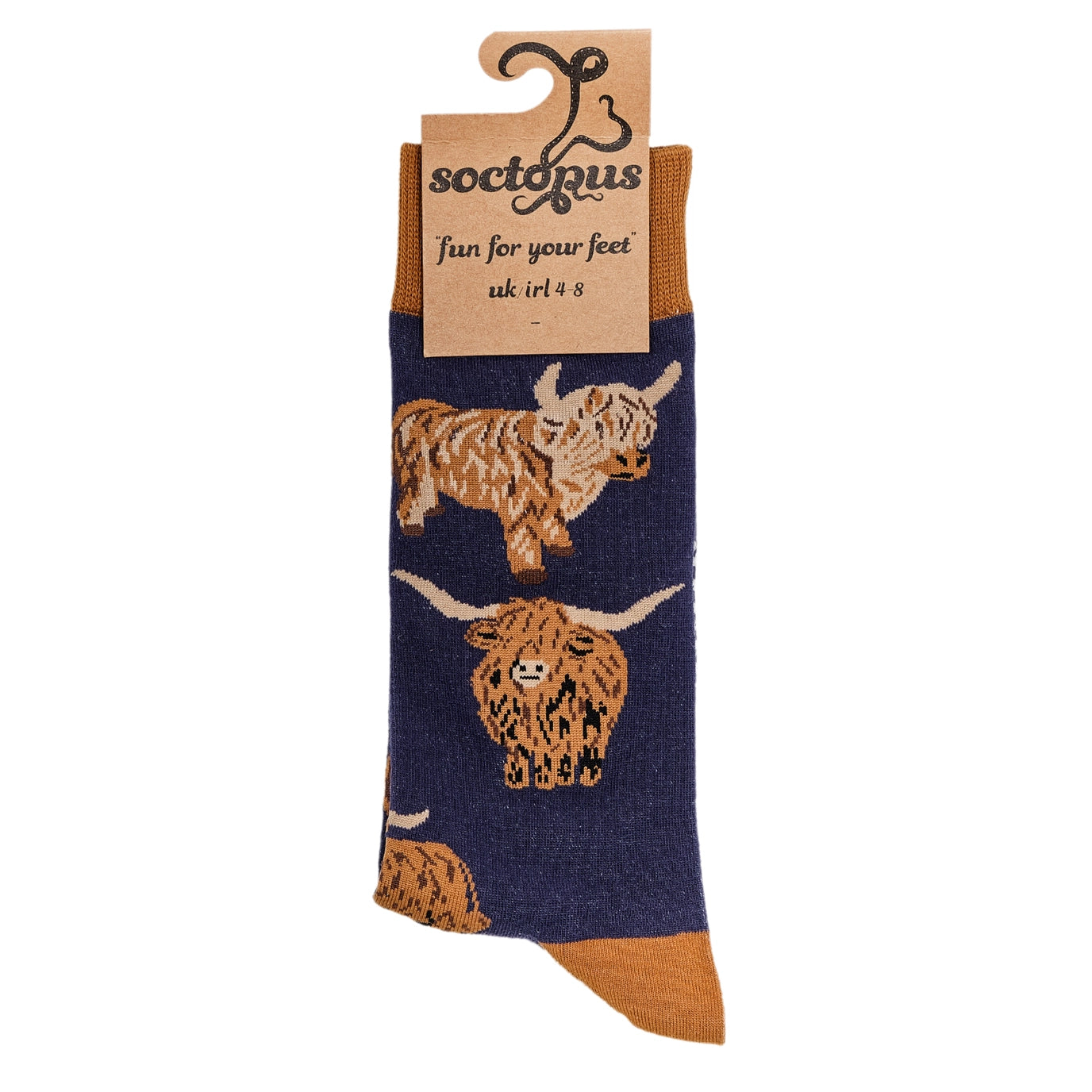 Highland Cow Socks-Och Aye the Moo!Dark Blue
