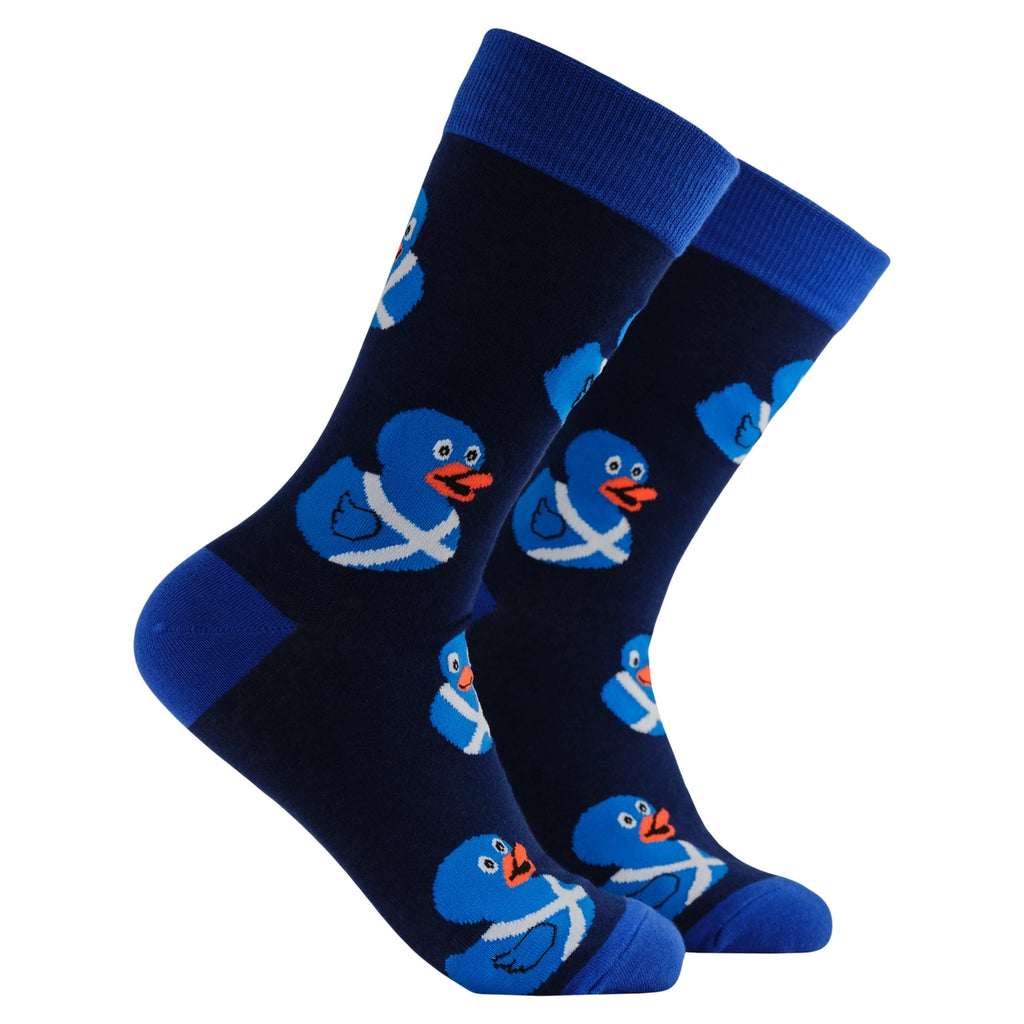 Scottish Rubber Duckies Socks-Navy/ L