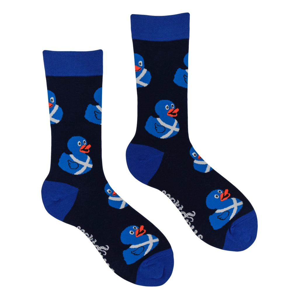 Scottish Rubber Duckies Socks-Navy/ L