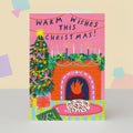 Christmas Card - Cute Roaring Fire Greeting Card
