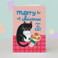 Christmas Card - from the Cat - Cute Cat Drinking Milk