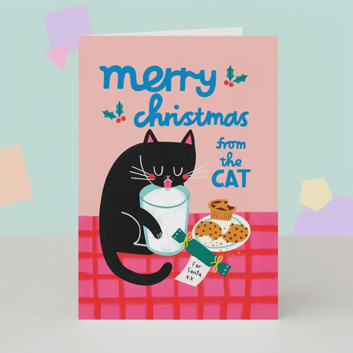 Christmas Card - from the Cat - Cute Cat Drinking Milk