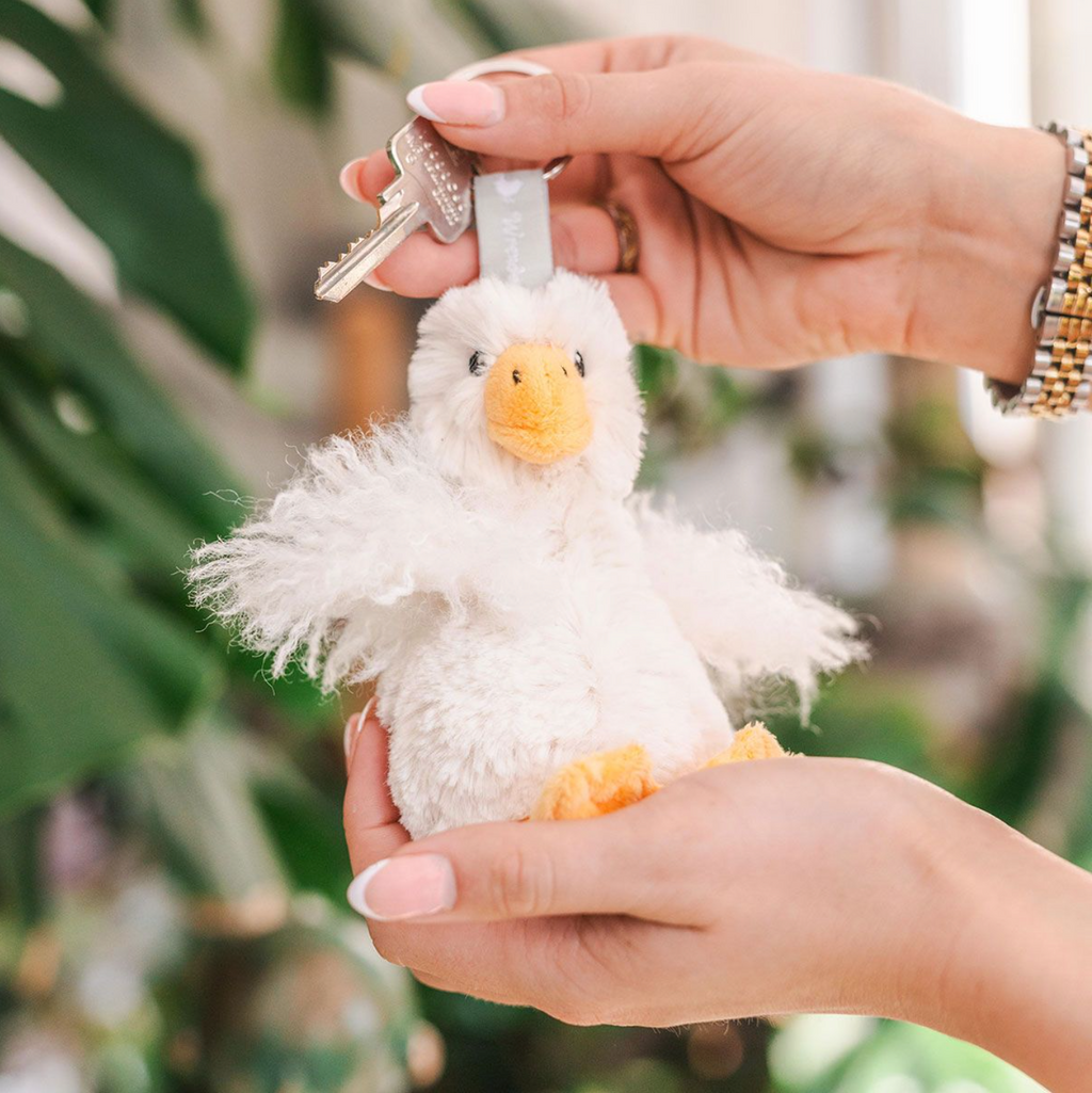 Wrendale Goose Plush Keyring Pearl