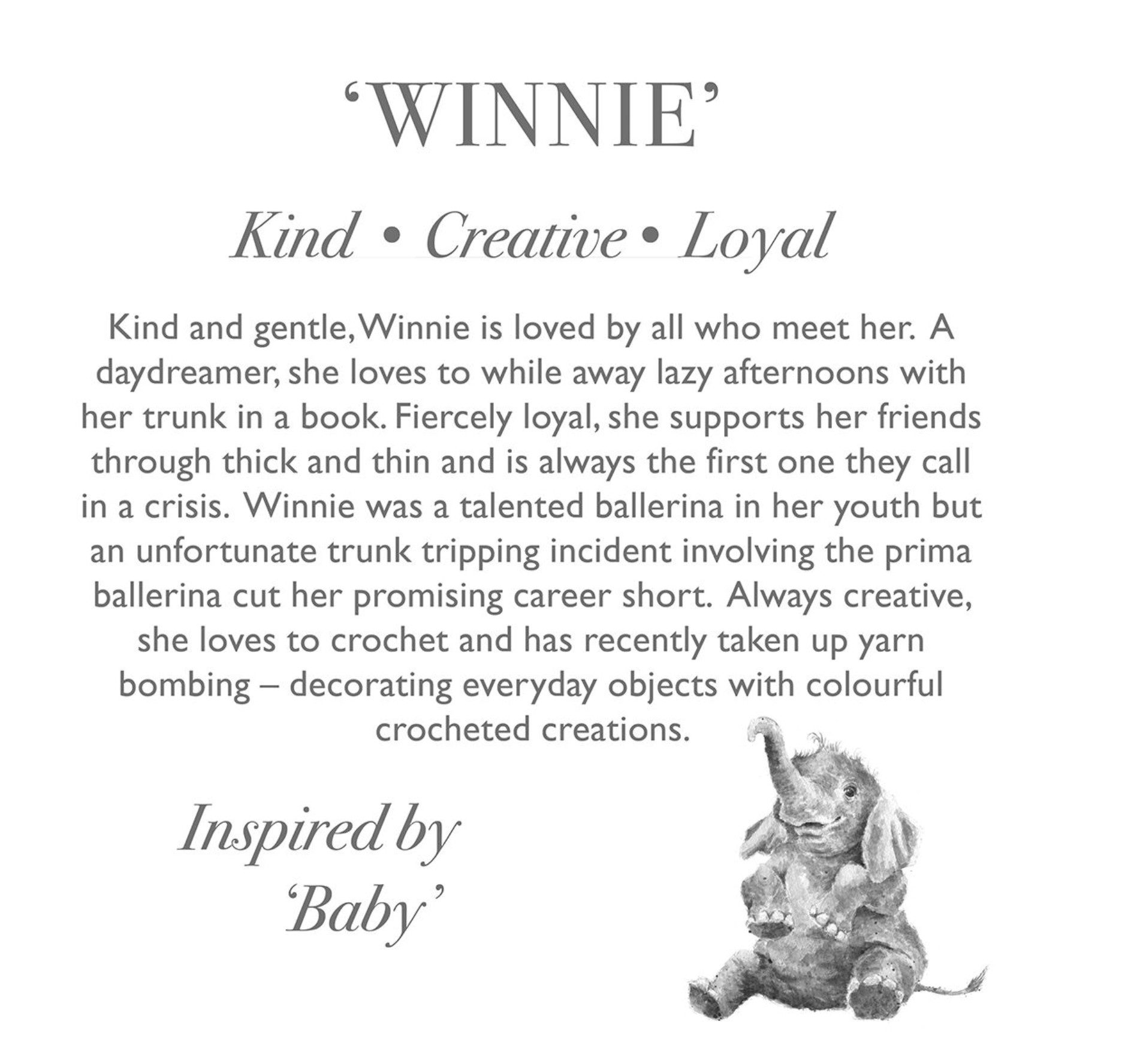 Wrendale Plush Toy Elephant-winnie
