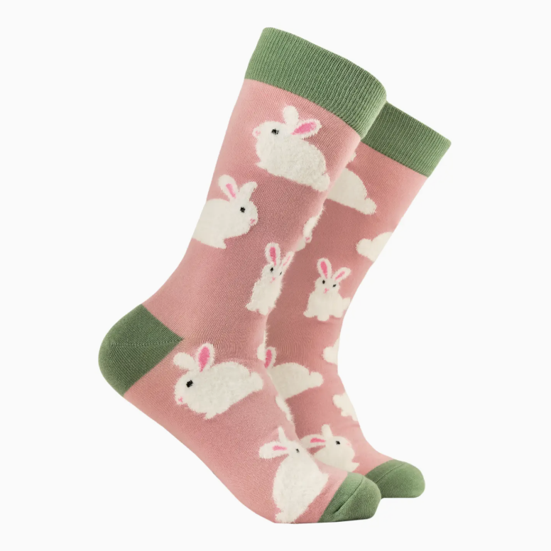 Fluffy Bunnies Socks-Pink/ S