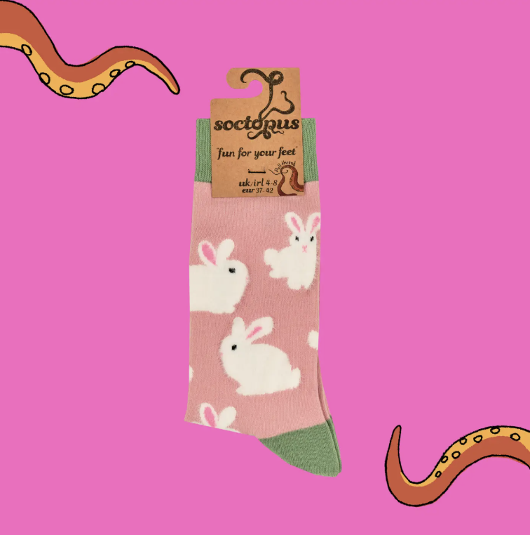 Fluffy Bunnies Socks-Pink/ S